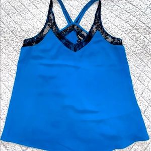 Express Blue Black Lace Camisole Tank, XS